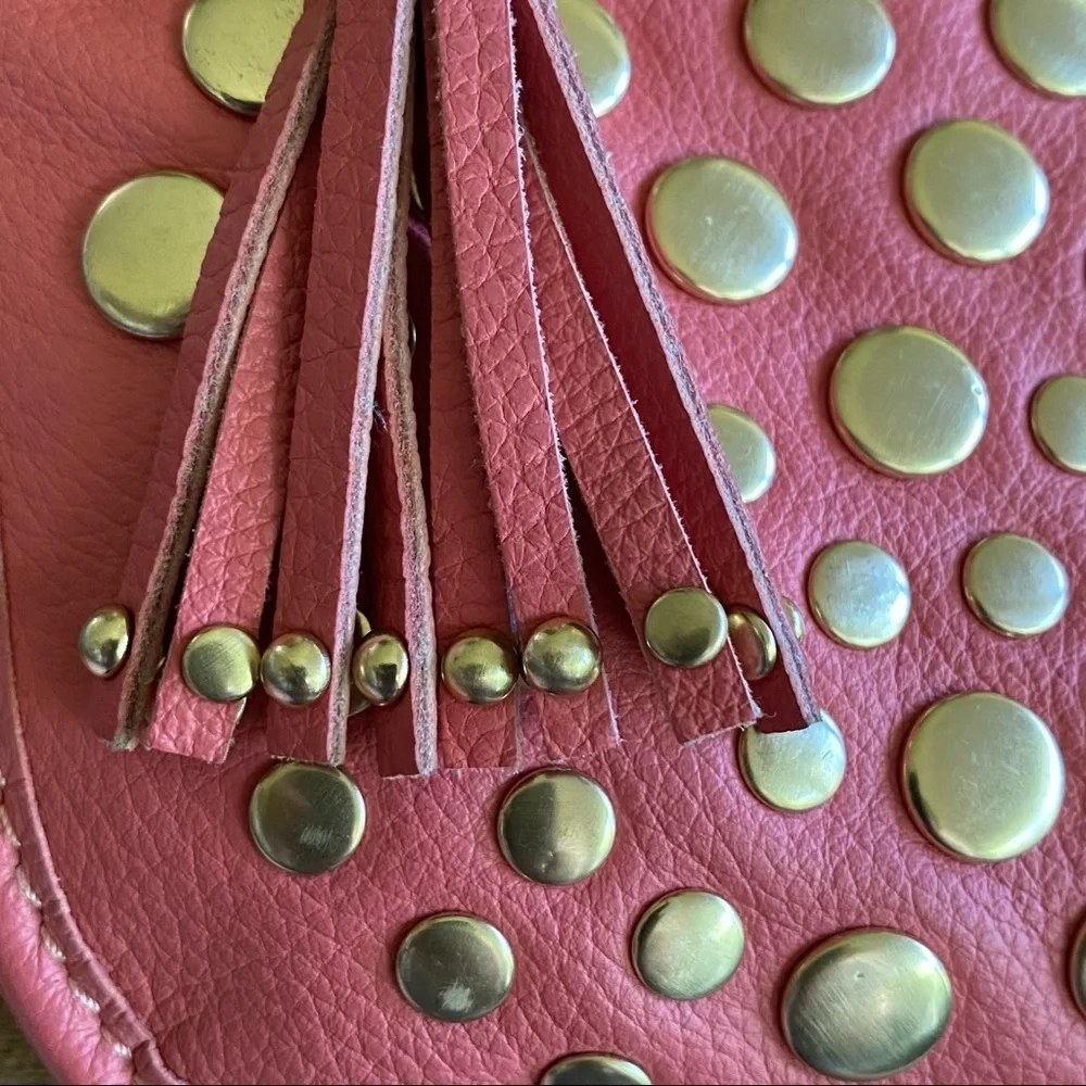 Frosting by Mary Norton Pink baguette, with tassels and Gold interior